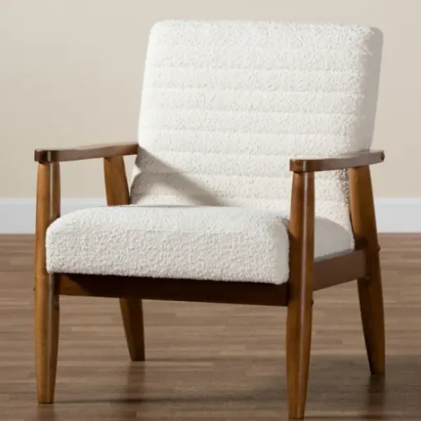 Accent Chairs-Kirkland's Home Boucle & Wood Frame Accent Chair Ivory