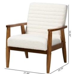 Accent Chairs-Kirkland's Home Boucle & Wood Frame Accent Chair Ivory