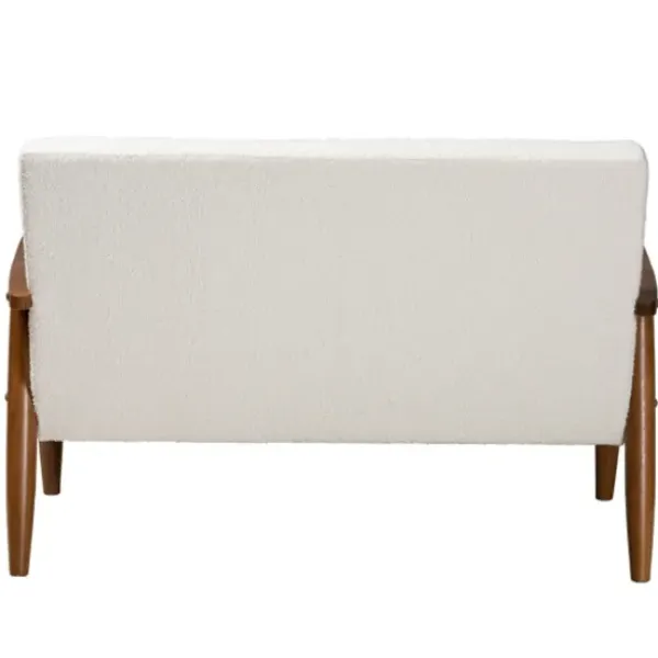 Sofas & Loveseats-Kirkland's Home Boucle & Wood Frame Loveseat Ivory