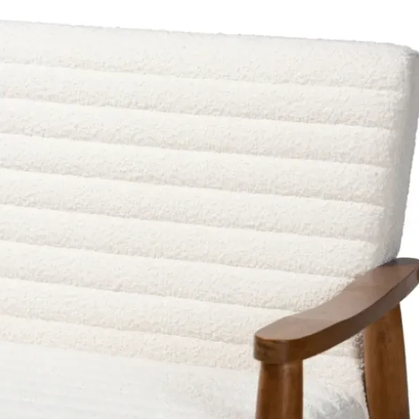 Sofas & Loveseats-Kirkland's Home Boucle & Wood Frame Loveseat Ivory