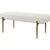 Benches & Ottomans-Kirkland's Home Boucle Seat And Gold Legs Bench White