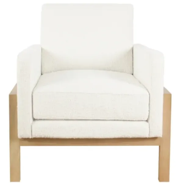 Accent Chairs-Kirkland's Home Boucle Wood Frame Accent Chair White