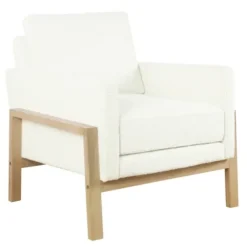 Accent Chairs-Kirkland's Home Boucle Wood Frame Accent Chair White
