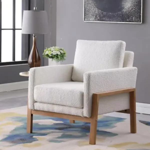 Accent Chairs-Kirkland's Home Boucle Wood Frame Accent Chair White