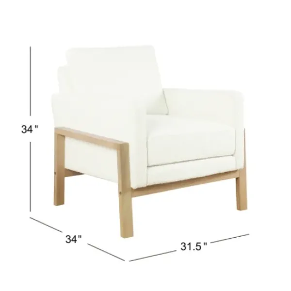 Accent Chairs-Kirkland's Home Boucle Wood Frame Accent Chair White