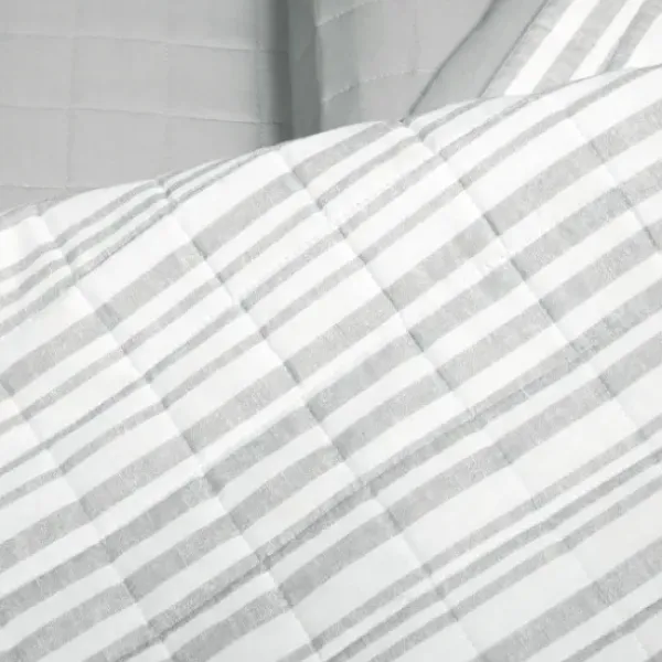 Quilts-Kirkland's Home Box Stitch Cotton Full/Queen 3-Pc. Quilt Set Gray