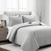 Quilts-Kirkland's Home Box Stitch Cotton King 3-Pc. Quilt Set Gray