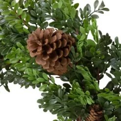 Wreaths-Kirkland's Home Boxwood Pinecone Christmas Wreath Green/Brown