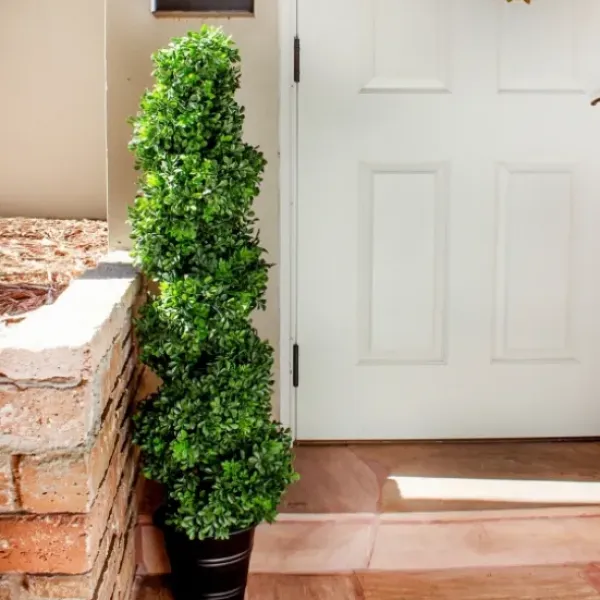 Trees & Topiaries-Kirkland's Home Boxwood Spiral Topiary, 48 In.