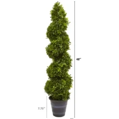 Trees & Topiaries-Kirkland's Home Boxwood Spiral Topiary, 48 In.