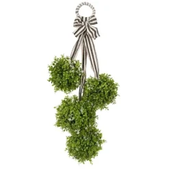 Wreaths-Kirkland's Home Boxwood Swag With Striped Ribbon Green