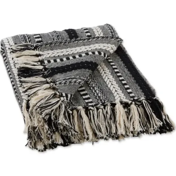 Blankets & Throws-Kirkland's Home Braided Fringe Throw Black