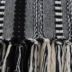 Blankets & Throws-Kirkland's Home Braided Fringe Throw Black
