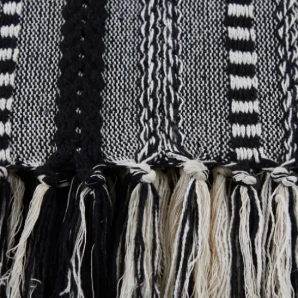 Blankets & Throws-Kirkland's Home Braided Fringe Throw Black