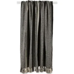Blankets & Throws-Kirkland's Home Braided Fringe Throw Black