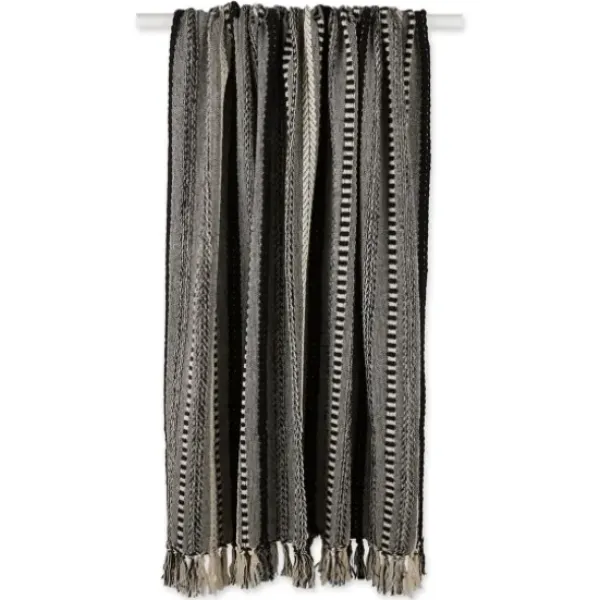 Blankets & Throws-Kirkland's Home Braided Fringe Throw Black