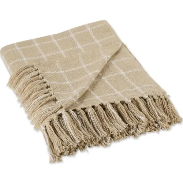 Blankets & Throws-Kirkland's Home Brandy Plaid Fringed Throw Tan