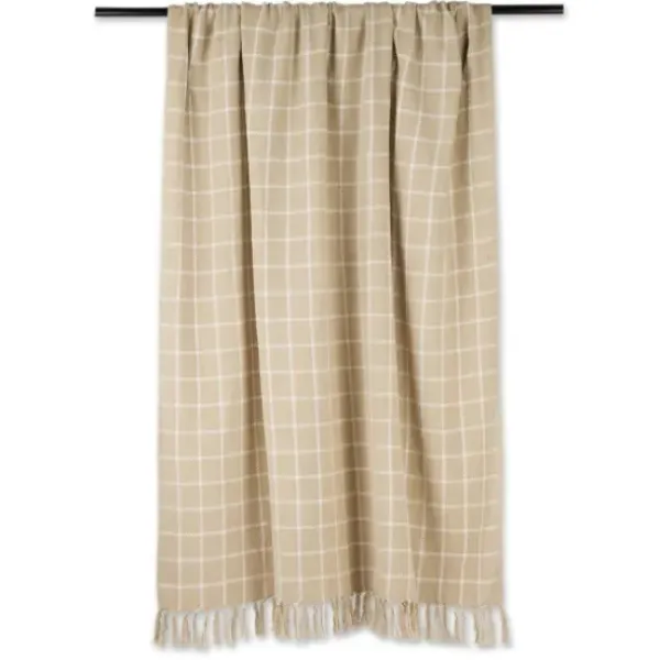 Blankets & Throws-Kirkland's Home Brandy Plaid Fringed Throw Tan