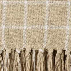 Blankets & Throws-Kirkland's Home Brandy Plaid Fringed Throw Tan