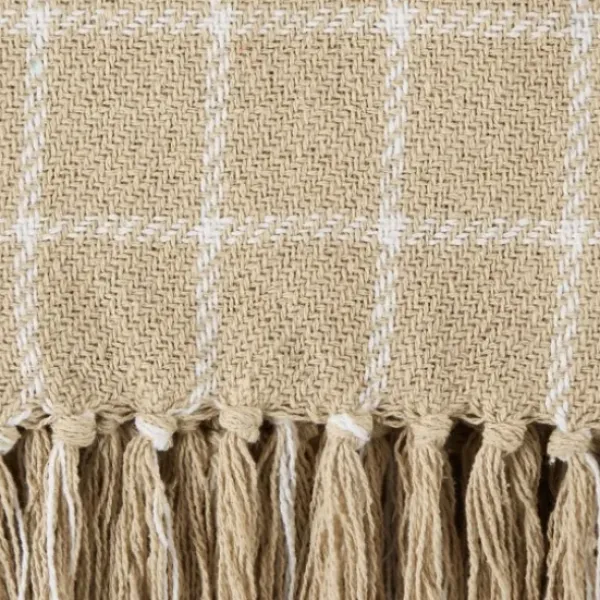 Blankets & Throws-Kirkland's Home Brandy Plaid Fringed Throw Tan