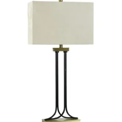 Table Lamps-Kirkland's Home Brass And Black Mid-Century Modern Table Lamp Tan