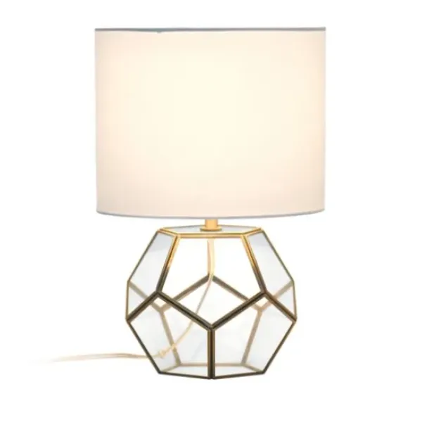 Table Lamps-Kirkland's Home Brass And Glass Octagon Table Lamp White