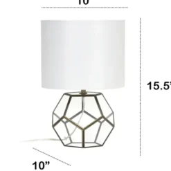 Table Lamps-Kirkland's Home Brass And Glass Octagon Table Lamp White