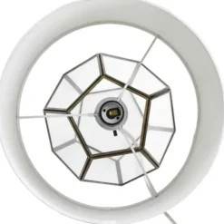 Table Lamps-Kirkland's Home Brass And Glass Octagon Table Lamp White