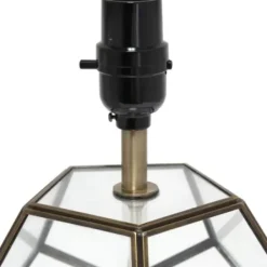 Table Lamps-Kirkland's Home Brass And Glass Octagon Table Lamp White