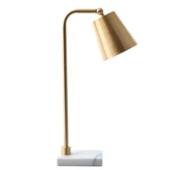 Table Lamps-Kirkland's Home Brass Cone Table Lamp With Marble Base Gold