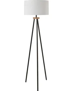 Floor Lamps-Kirkland's Home Brass Metal Tripod Floor Lamp White