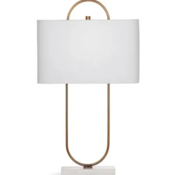 Table Lamps-Kirkland's Home Brass Open Oval Table Lamp White
