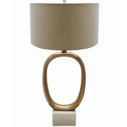 Table Lamps-Kirkland's Home Brass Oval And Marble Base Table Lamp Tan