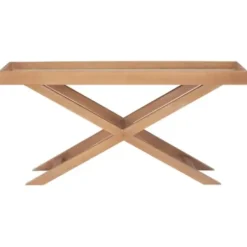 Console Tables-Kirkland's Home Brazilian Pine Tray Top Console Table Tan
