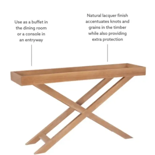 Console Tables-Kirkland's Home Brazilian Pine Tray Top Console Table Tan