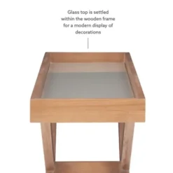 Console Tables-Kirkland's Home Brazilian Pine Tray Top Console Table Tan