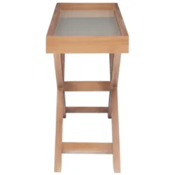 Console Tables-Kirkland's Home Brazilian Pine Tray Top Console Table Tan