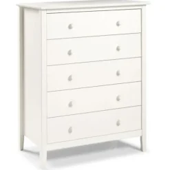 Dressers & Chests-Kirkland's Home Brazilian Pine Wood 5-Drawer Chest White