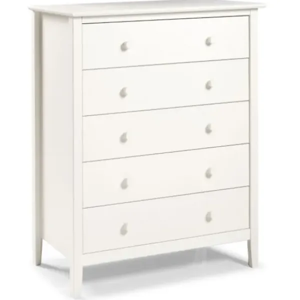 Dressers & Chests-Kirkland's Home Brazilian Pine Wood 5-Drawer Chest White
