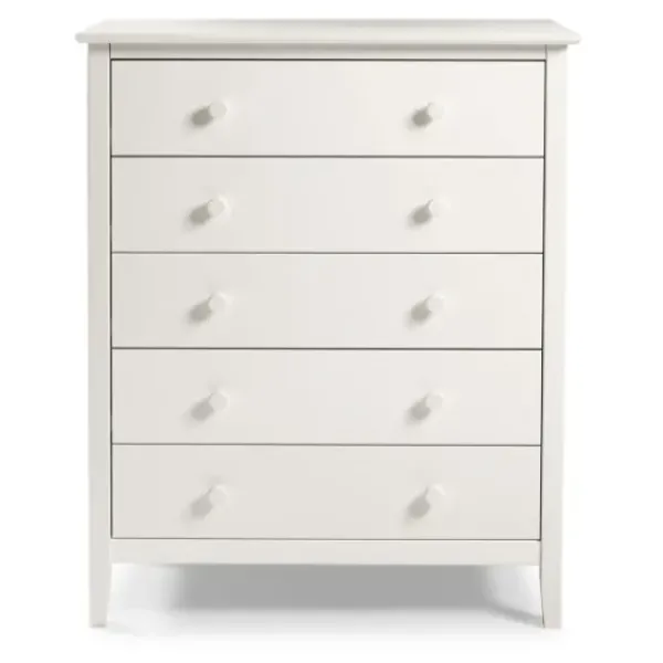 Dressers & Chests-Kirkland's Home Brazilian Pine Wood 5-Drawer Chest White