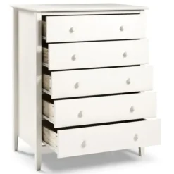 Dressers & Chests-Kirkland's Home Brazilian Pine Wood 5-Drawer Chest White
