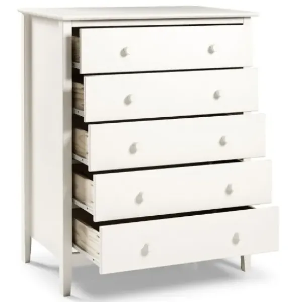 Dressers & Chests-Kirkland's Home Brazilian Pine Wood 5-Drawer Chest White