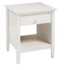 Nightstands-Kirkland's Home Brazilian Pine Wood Nightstand White
