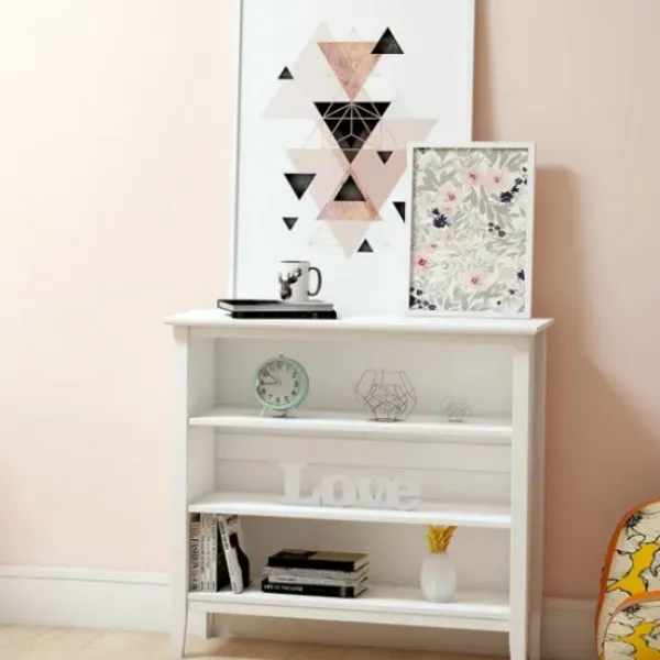 Bookshelves-Kirkland's Home Brazilian Pine Wood Short Bookshelf White