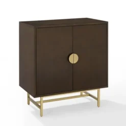 Cabinets & Sideboards-Kirkland's Home Brielle Golden Circle Wine Cabinet Brown