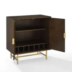 Cabinets & Sideboards-Kirkland's Home Brielle Golden Circle Wine Cabinet Brown