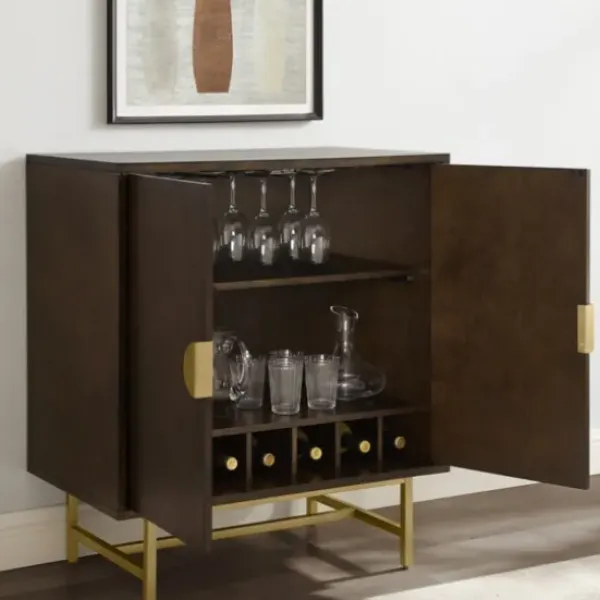 Cabinets & Sideboards-Kirkland's Home Brielle Golden Circle Wine Cabinet Brown
