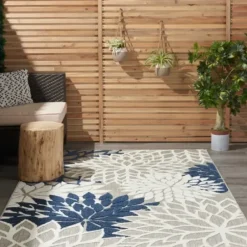 Outdoor Rugs-Kirkland's Home Bright Abstract Floral Outdoor Area Rug, 5X7 Blue/Red/Green