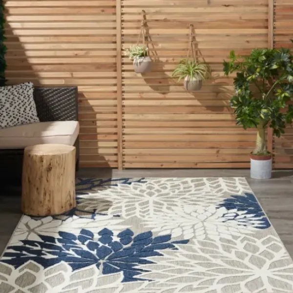 Outdoor Rugs-Kirkland's Home Bright Abstract Floral Outdoor Area Rug, 5X7 Blue/Red/Green