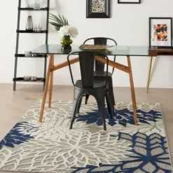 Outdoor Rugs-Kirkland's Home Bright Abstract Floral Outdoor Area Rug, 5X7 Blue/Red/Green
